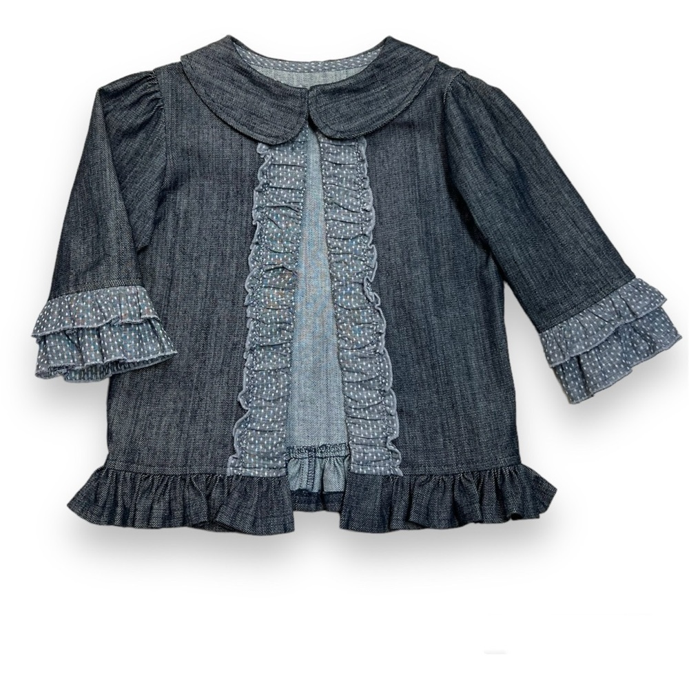 Persnickety Girls 6‎ Alpine Daisy Denim Stella Jacket Forget Me Not Ruffles